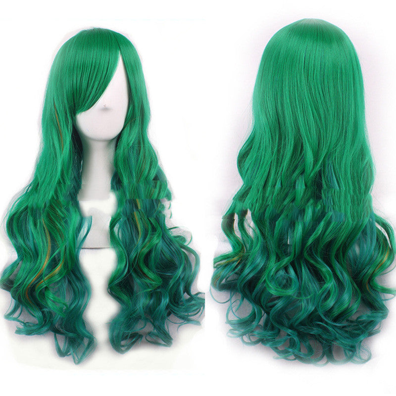 Harajuku Style Colored Female Long Curly Hair Hood