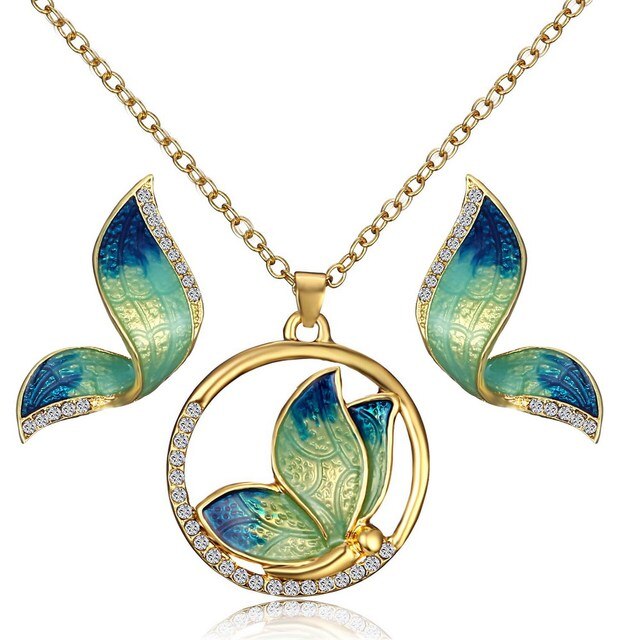 Animal Butterfly Jewelry sets Wedding Necklace Earrings