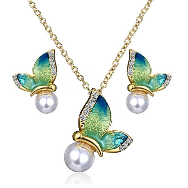 Animal Butterfly Jewelry sets Wedding Necklace Earrings