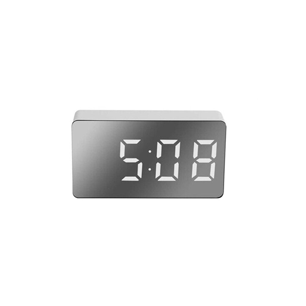 Mini Desk Alarm Clock Digital Mirror LED Big Display Bedroom Snooze Timer Home Electronic Table Clock