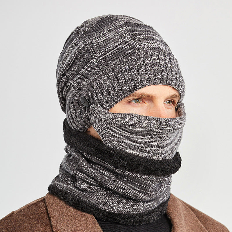 Hat Scarf Mask Three-piece Suit For Men To Keep Warm