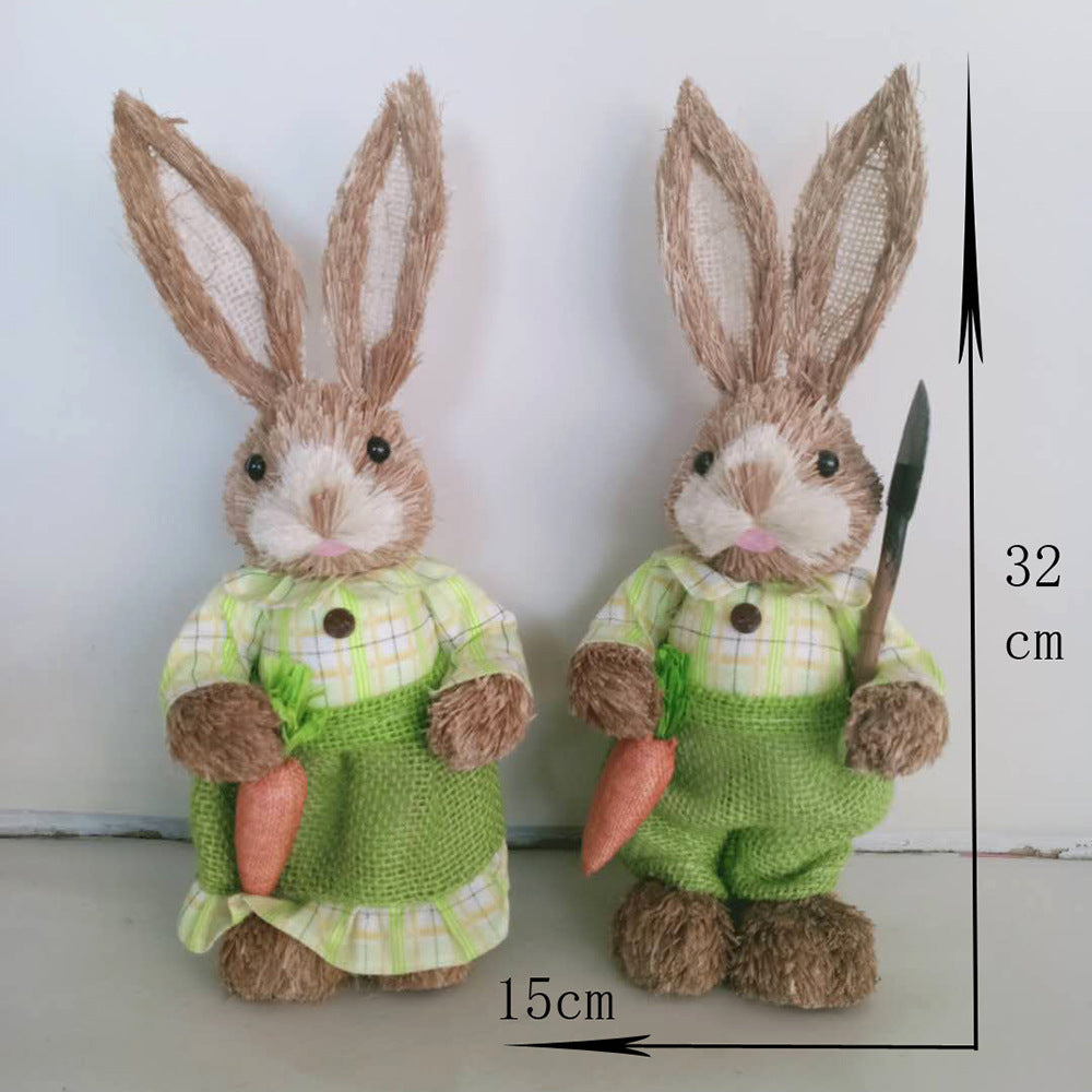 Simulation Papyrus Easter Rabbit Decoration Home Shopping Mall Garden Decoration European Fairy Tale Rabbit Decorations