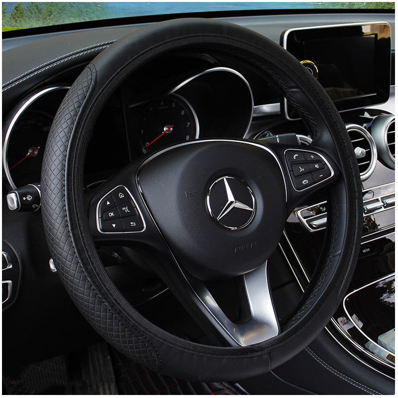 Fiber leather double round steering wheel cover