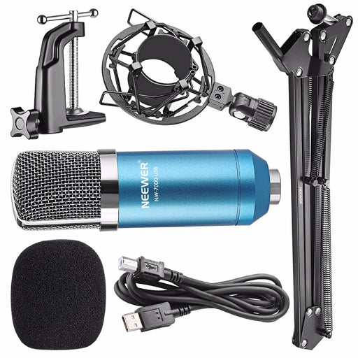 Neewer NW-7000 USB Professional Studio Condenser Microphone and NW-35 Adjustable Suspension Scissor Arm Stand with Shock Mount and Table Mounting Clamp Kit Perfect for Broadcasting and Sound 