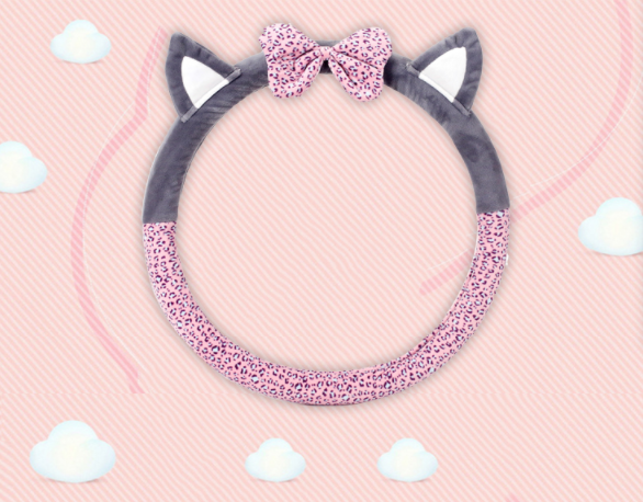 Cute Cat Ear Steering Wheel Cover Short Plush