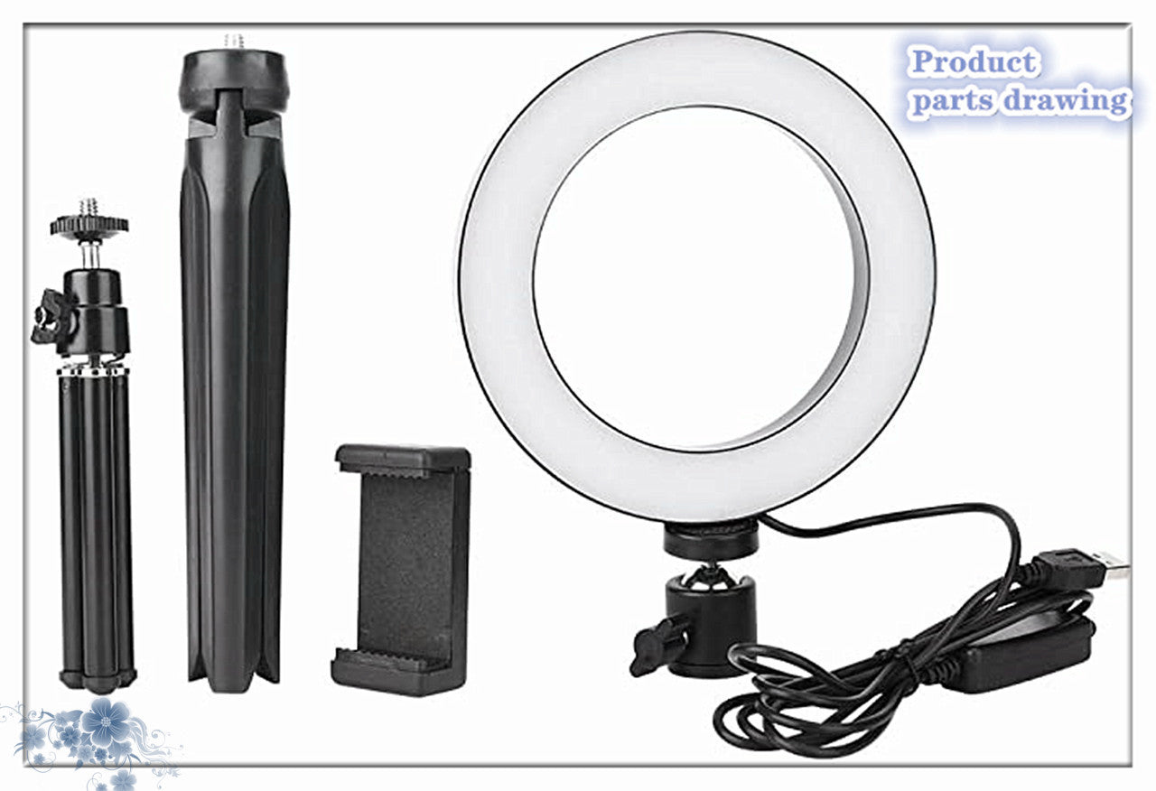 Compatible with Apple, Desktop live tripod 360° rotatable ring light