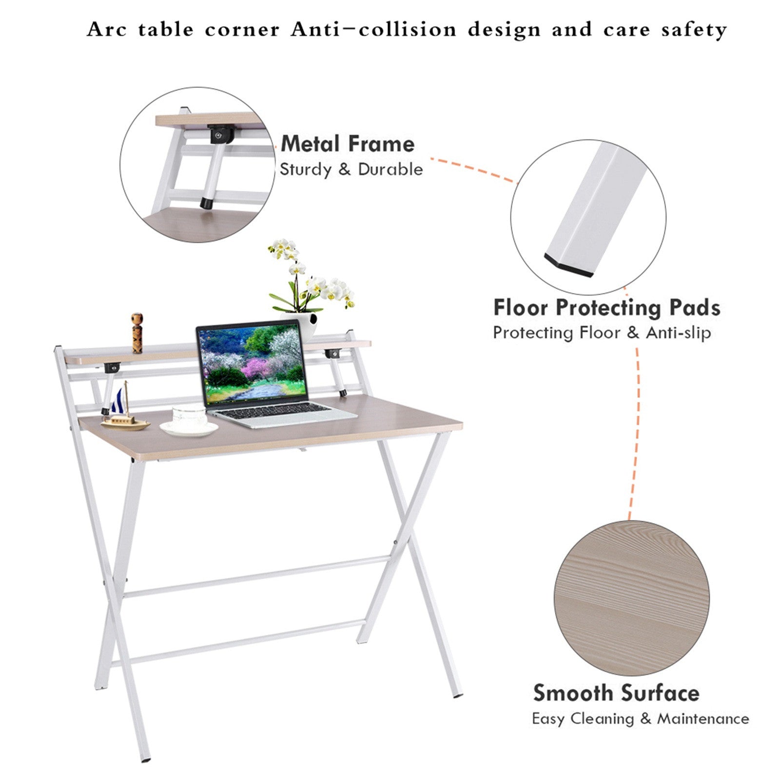 Folding Study Desk For Small Space Home Office Desk  Laptop Writing Table