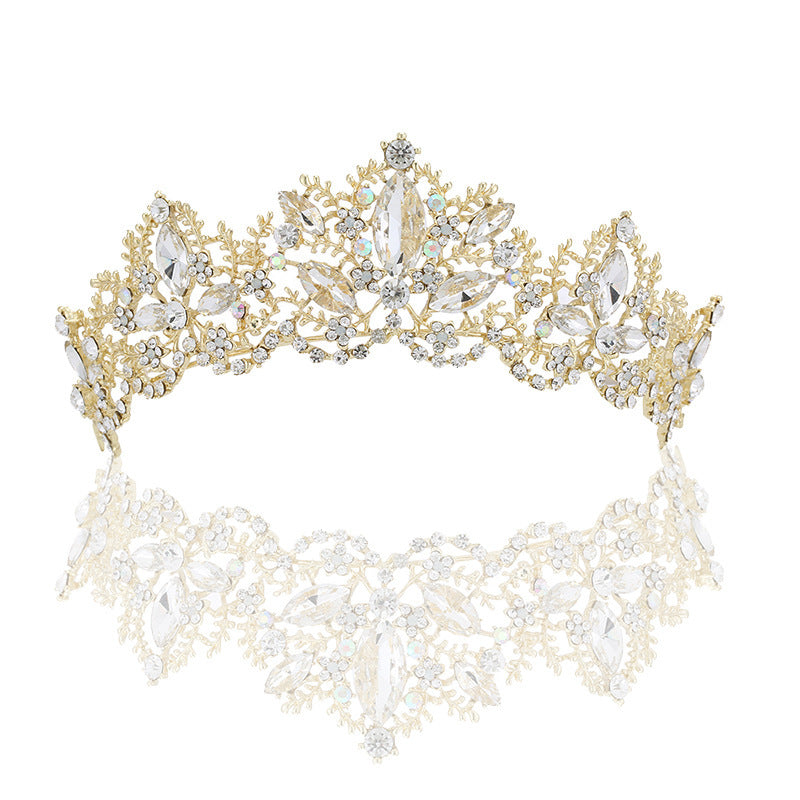 Baroque Exquisite Crown Bridal Light Gold Crown Wedding Accessories