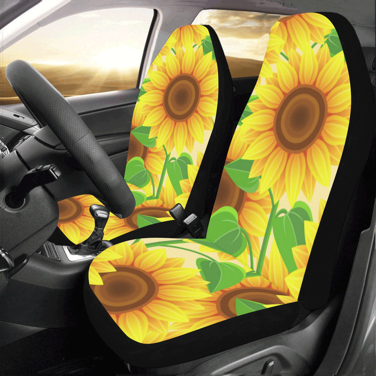 Car Sun Flower Printed Seat Cover Yin Yang Sunflower