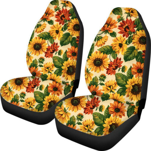 Car Sun Flower Printed Seat Cover Yin Yang Sunflower