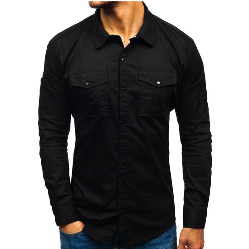 Men Autumn Winter Long Sleeve Blouse Man Cotton Shirt