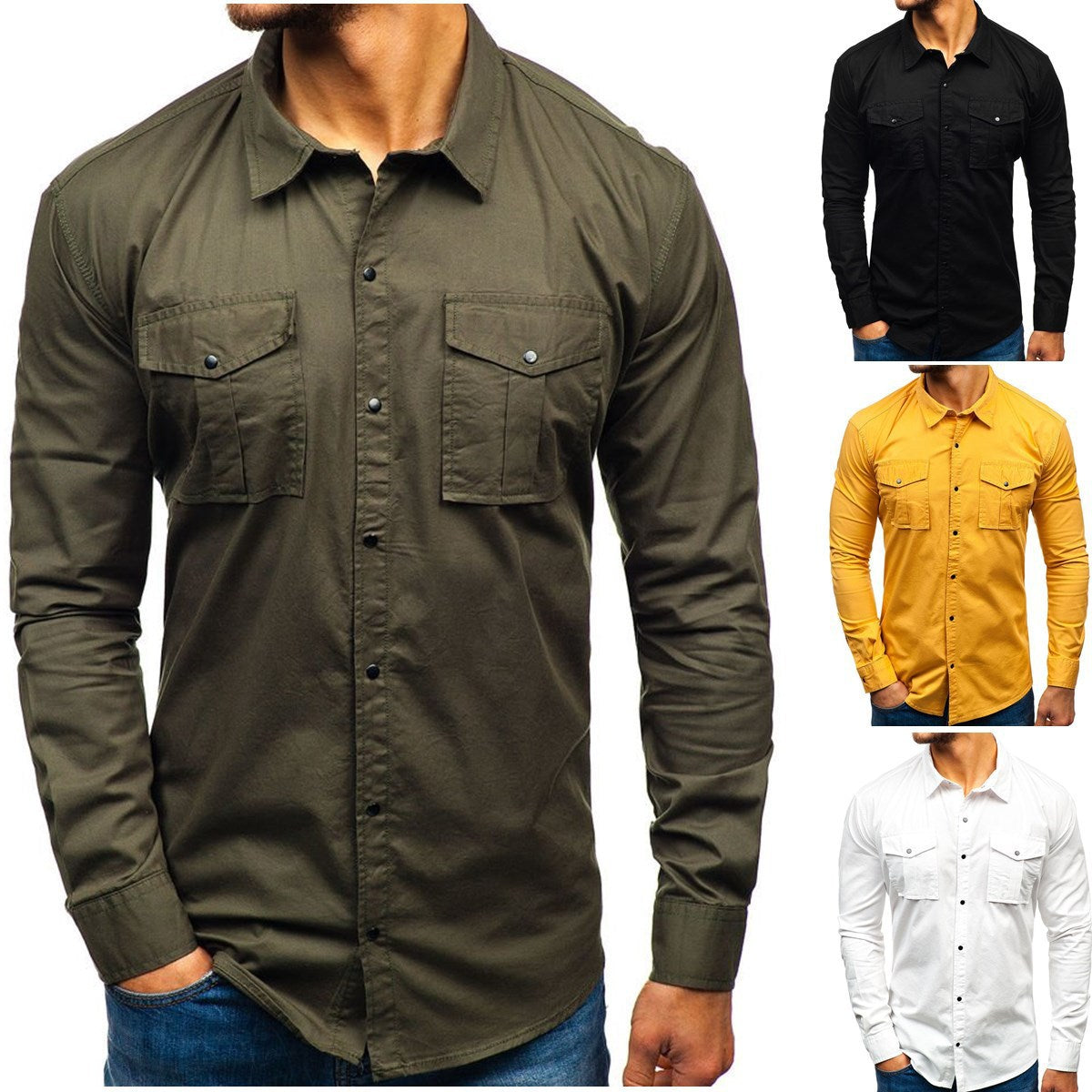 Men Autumn Winter Long Sleeve Blouse Man Cotton Shirt