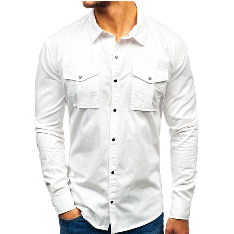 Men Autumn Winter Long Sleeve Blouse Man Cotton Shirt