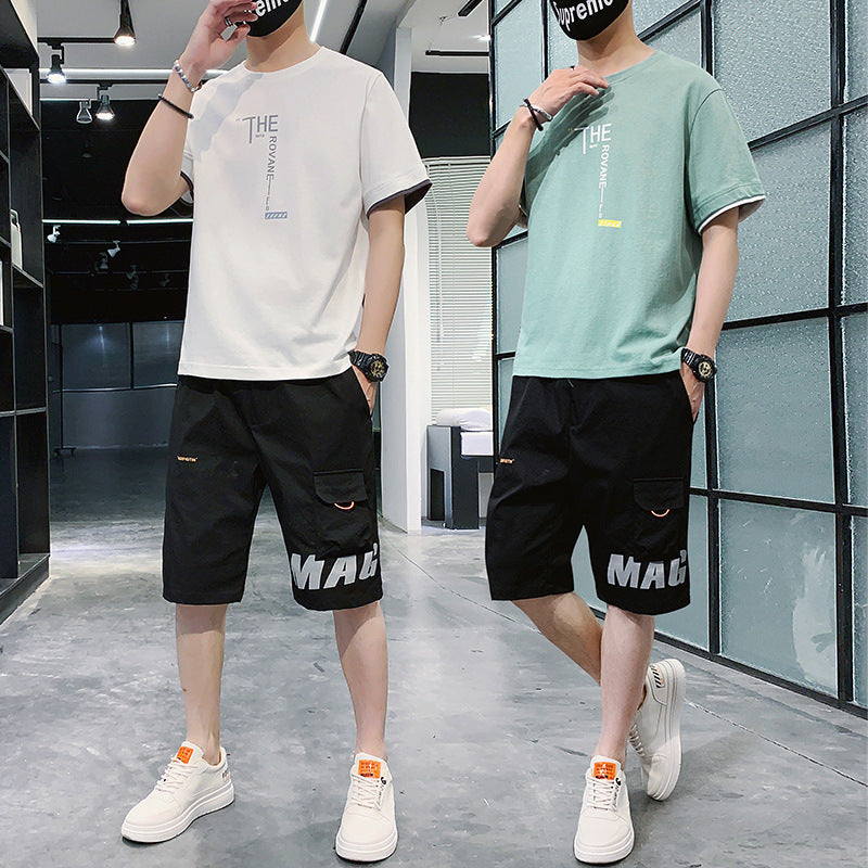 Summer New Men\'s Hip-hop, Korean Style Short Sleeve T-shirt, Loose And Casual, With Sportswear