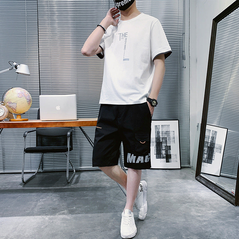 Summer New Men\'s Hip-hop, Korean Style Short Sleeve T-shirt, Loose And Casual, With Sportswear