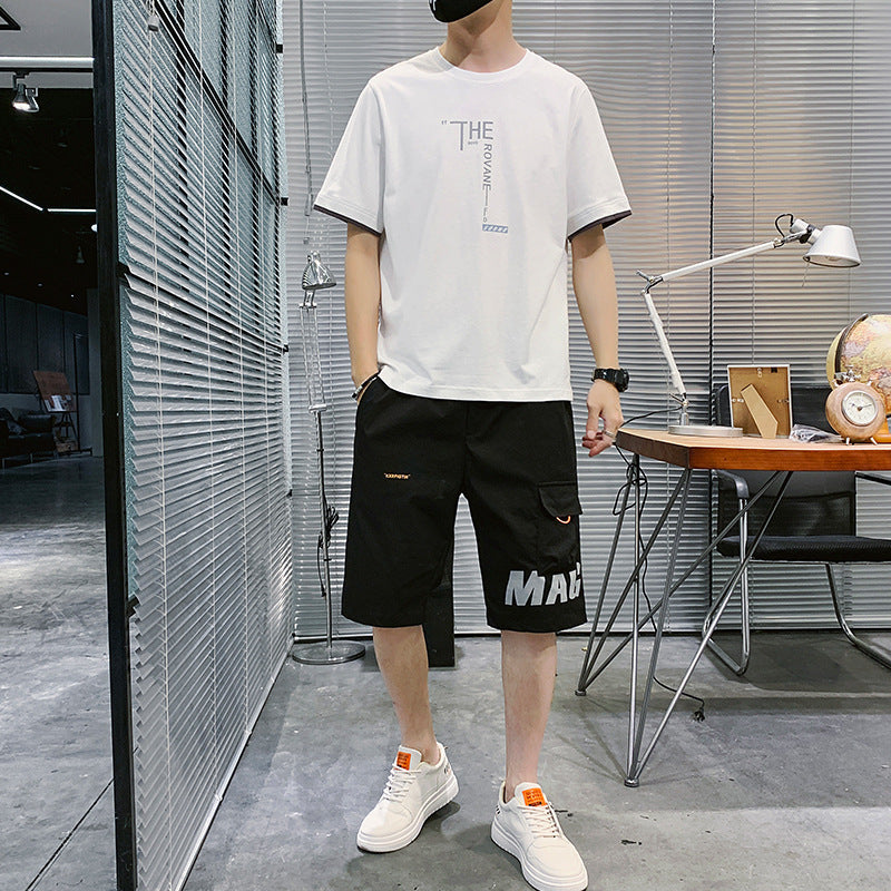 Summer New Men\'s Hip-hop, Korean Style Short Sleeve T-shirt, Loose And Casual, With Sportswear