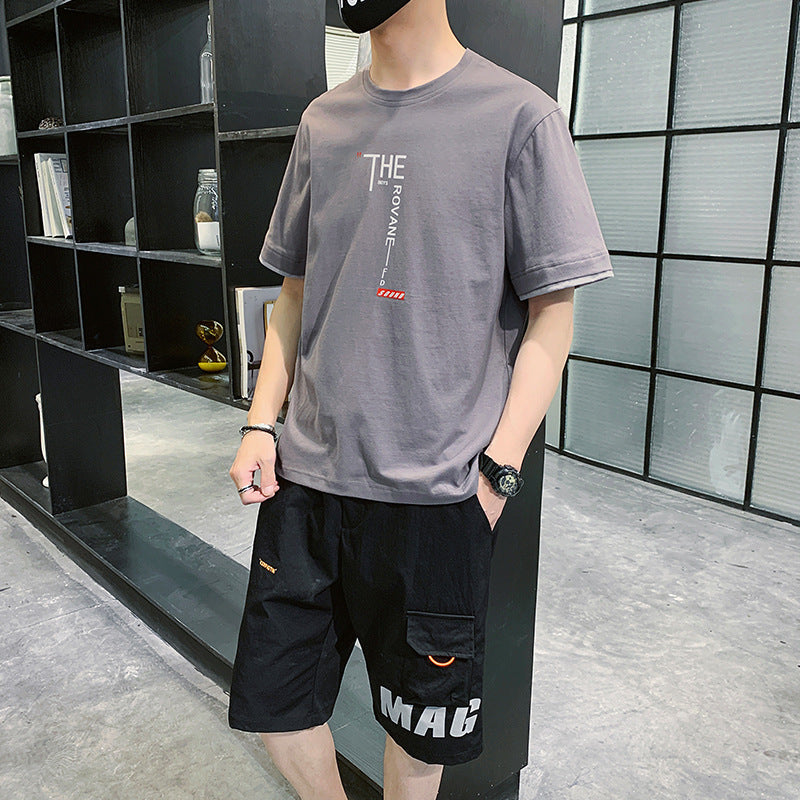 Summer New Men\'s Hip-hop, Korean Style Short Sleeve T-shirt, Loose And Casual, With Sportswear