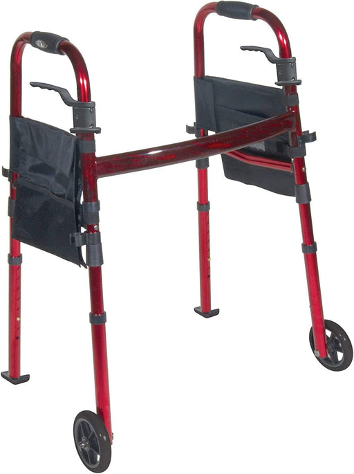 Walker KD Deluxe Portable Folding Travel with 5" Wheels and Legs Fold up (RED)