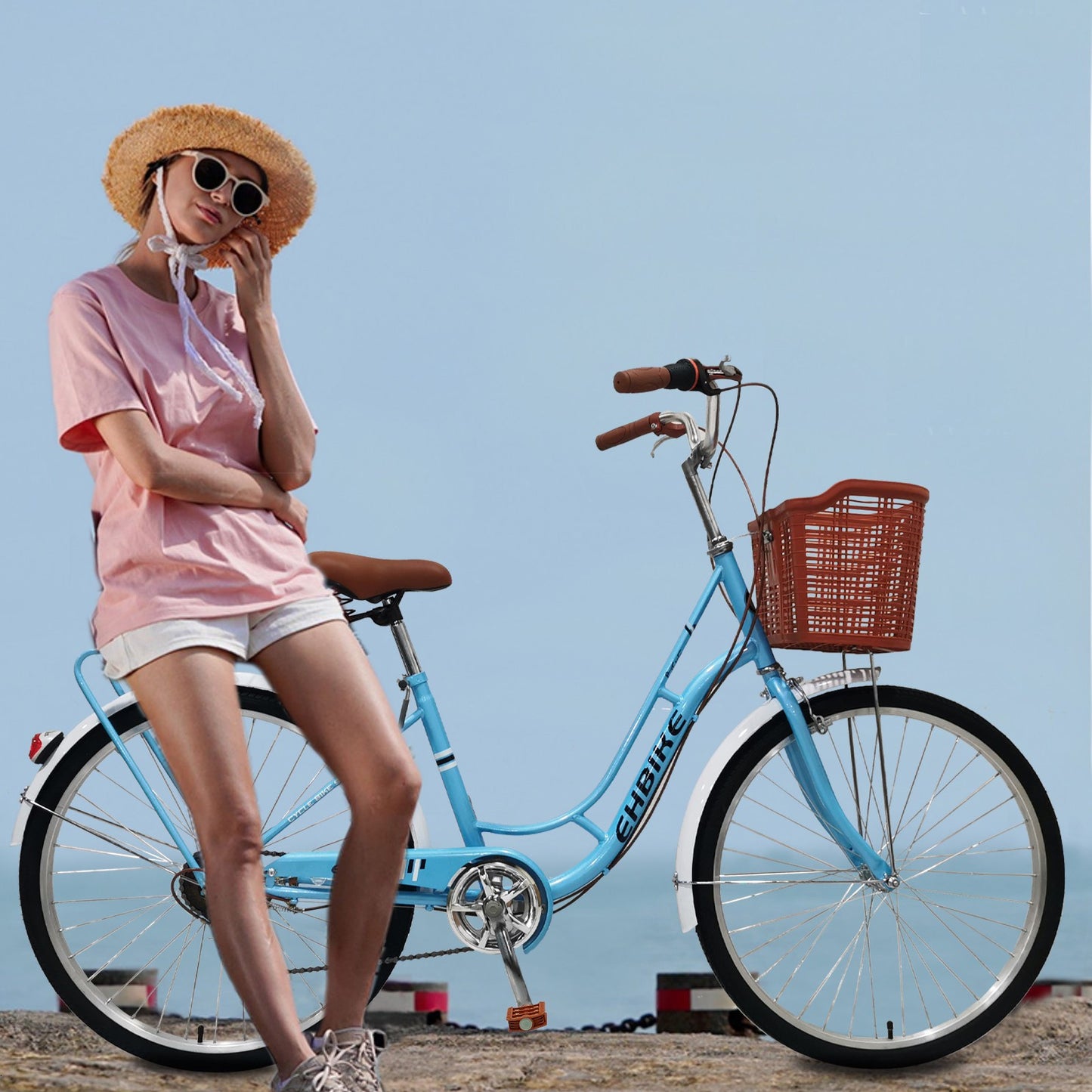 Women Bike 26 Inch Bike Road Bike Seaside Travel Bicycle,Commute Bike 7 Speeds