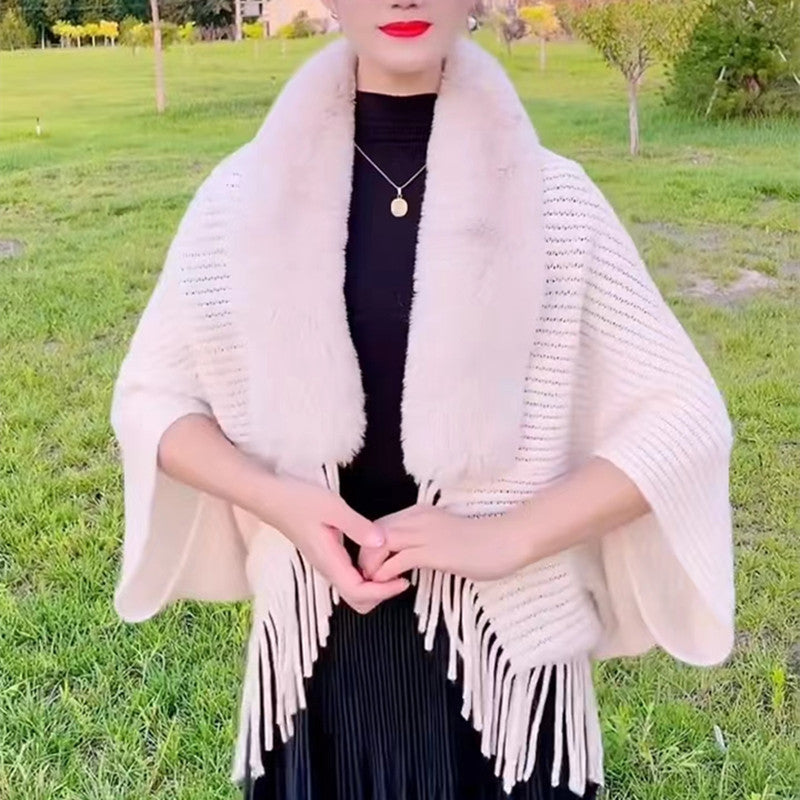 Ladies Loose Thickened Knitted Wool Shawl