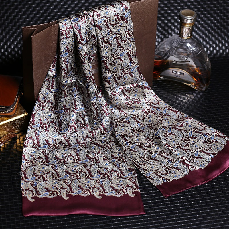 Double silk crepe satin scarf for men