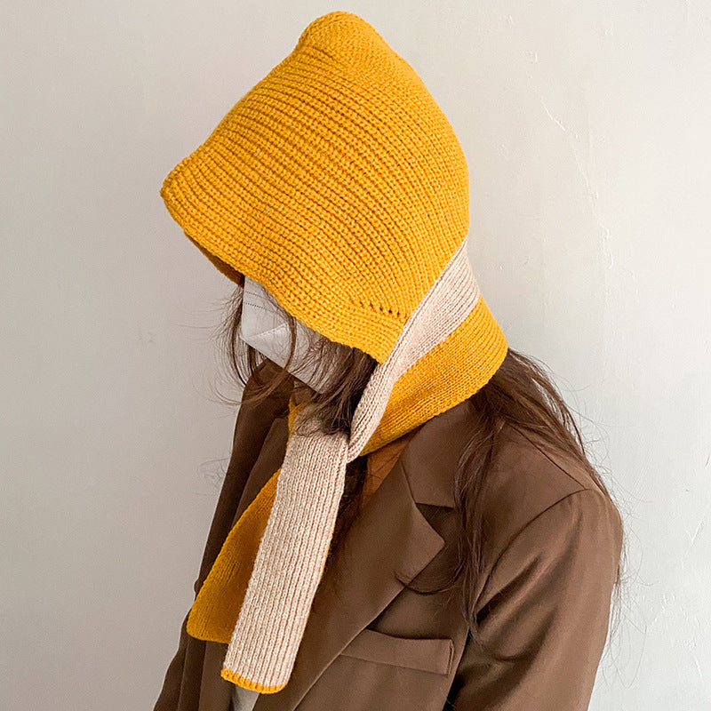 Schoolgirl Color Matching Cute Hat And Scarf