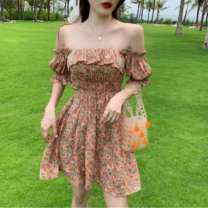 Off-the-shoulder Sexy Chiffon Dress Women's Clothing