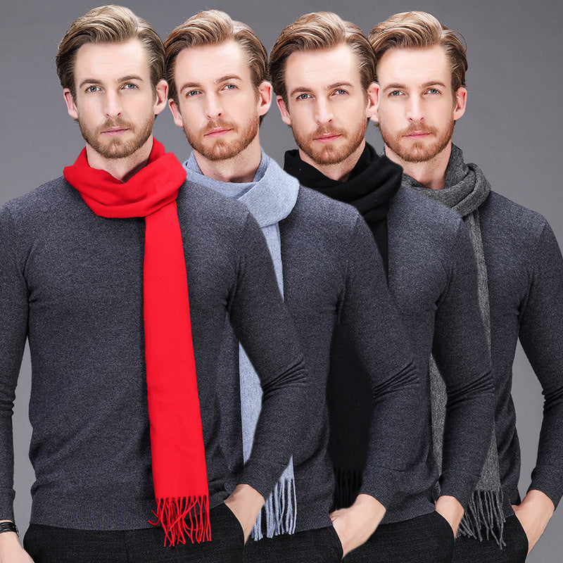 High-end brand 2021 winter cashmere scarf Men and women with pure wool warm retro thickened long collar