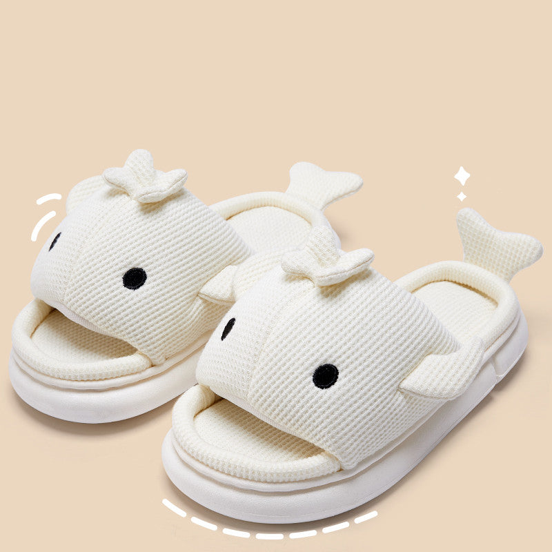 Cute Linen Shark Slippers For Indoor Home Shoes