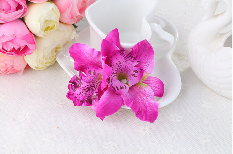 Double orchid flower of Thailand bride wedding flower hairpin beach holiday photo photo hair accessories factory