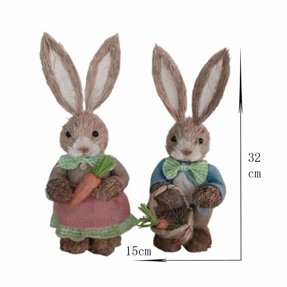 Simulation Papyrus Easter Rabbit Decoration Home Shopping Mall Garden Decoration European Fairy Tale Rabbit Decorations