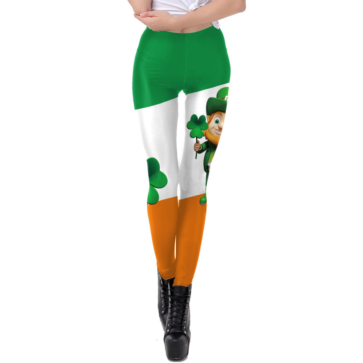 Saint Patrick's Day Matching Digital Printed Tight Waistband Sports Leggings