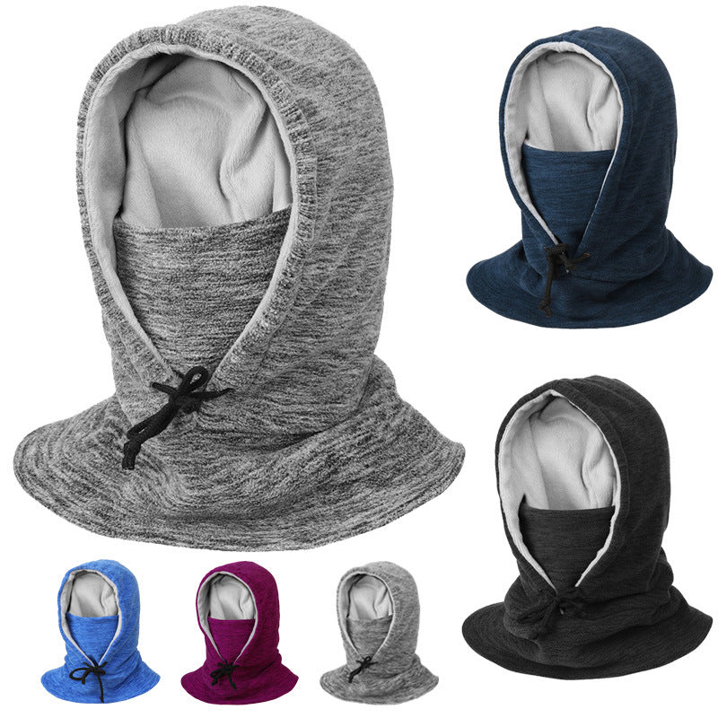 2-in-1 Hat Winter Scarf Windproof And Cold-proof Thickened Warm Cycling Riding Pullover Caps For Women Men