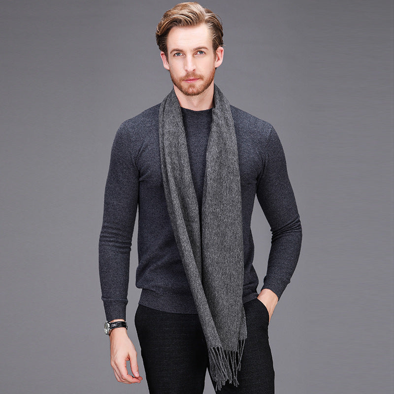 High-end brand 2021 winter cashmere scarf Men and women with pure wool warm retro thickened long collar