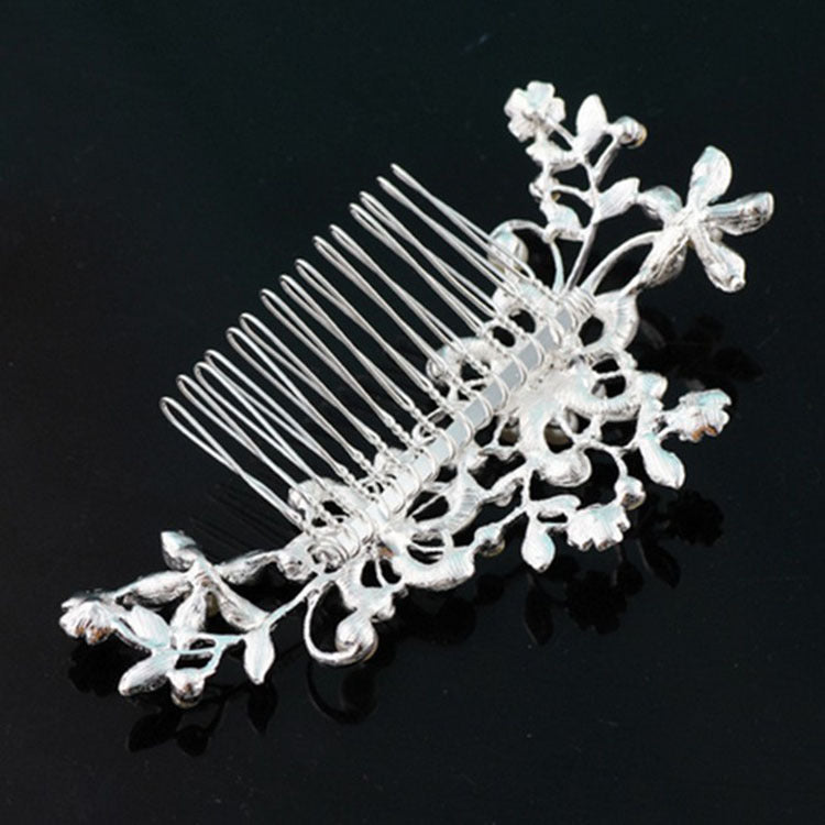 Big European Pearl Rhinestone Hair Comb Comb Bride Bride Wedding Accessories Wholesale Headwear Alloy