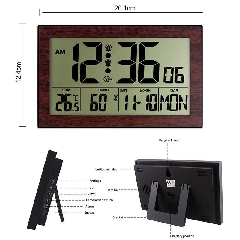 Large Screen Creative Digital Wall Clock Home Electronic Wall Clock Student With Electronic Alarm Clock Perpetual Calendar Desk Clock