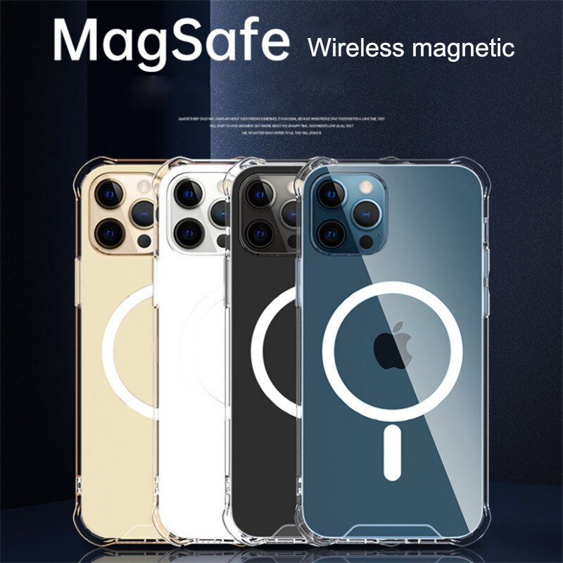 Magnetic Case For iPhone 12 Pro  Magsafe Charger Protective Case For iPhone12 Mini Wireless Charger Transparent Capa