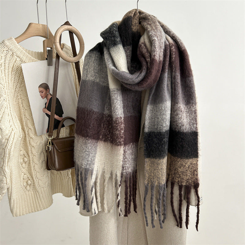 New Mohair Plaid Scarf For Women