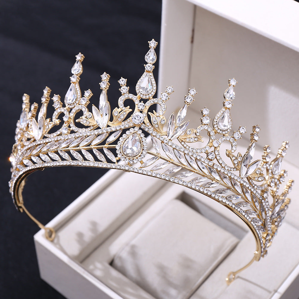 Wedding Headwear Hair Hoop Set Crystal Baroque Large Crown