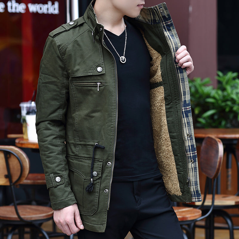 Military Jacket Young Men\'s Korean Slim Fit Military Green Casual