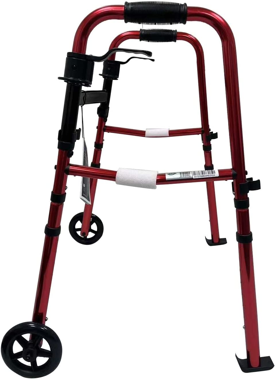 Walker KD Deluxe Portable Folding Travel with 5" Wheels and Legs Fold up (RED)