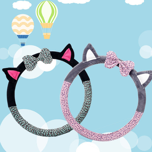 Cute Cat Ear Steering Wheel Cover Short Plush