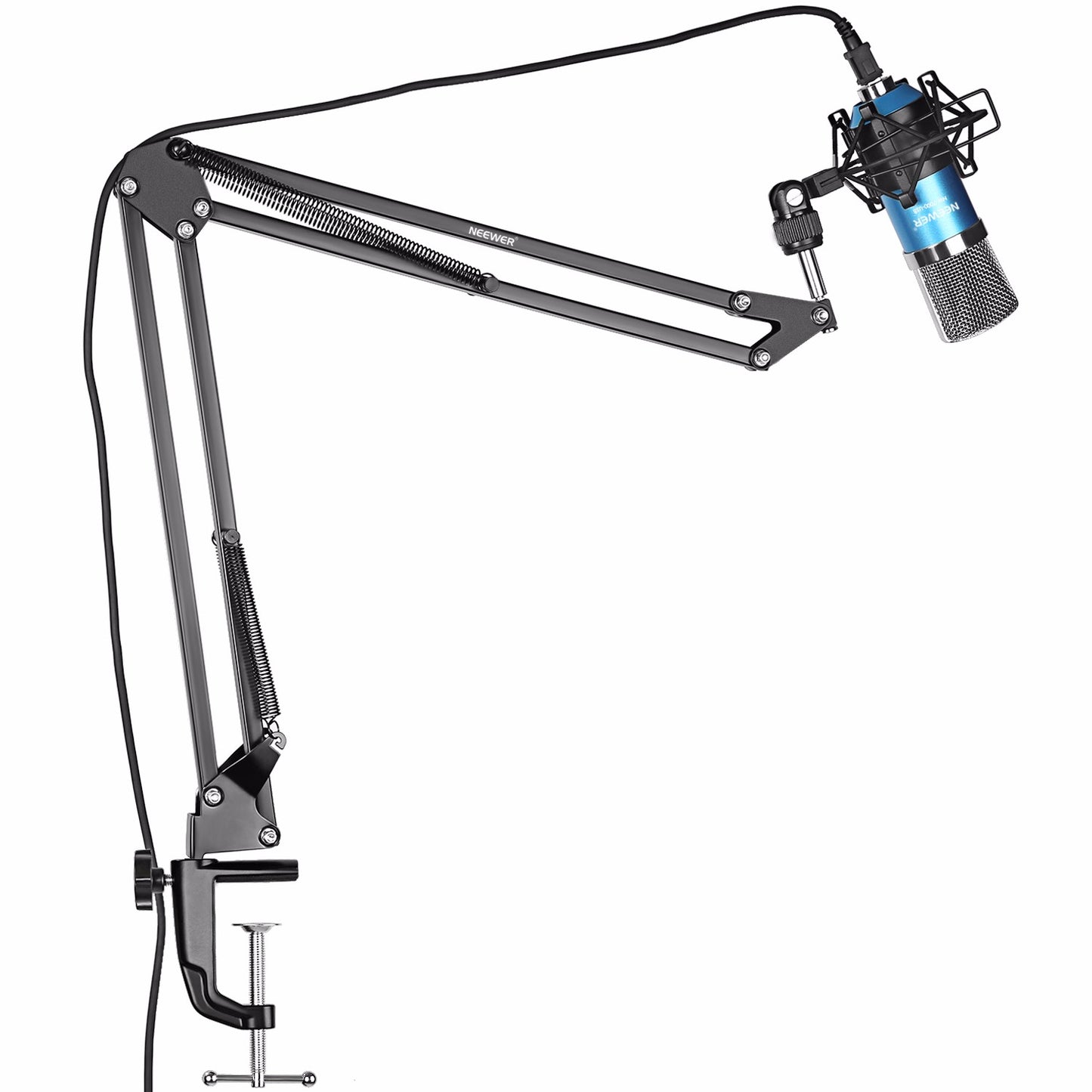 Neewer NW-7000 USB Professional Studio Condenser Microphone and NW-35 Adjustable Suspension Scissor Arm Stand with Shock Mount and Table Mounting Clamp Kit Perfect for Broadcasting and Sound 