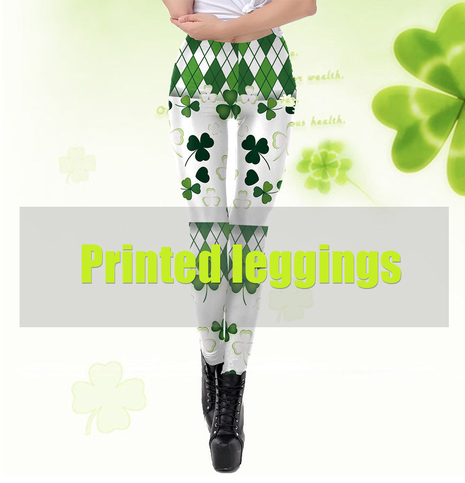 Saint Patrick's Day Matching Digital Printed Tight Waistband Sports Leggings