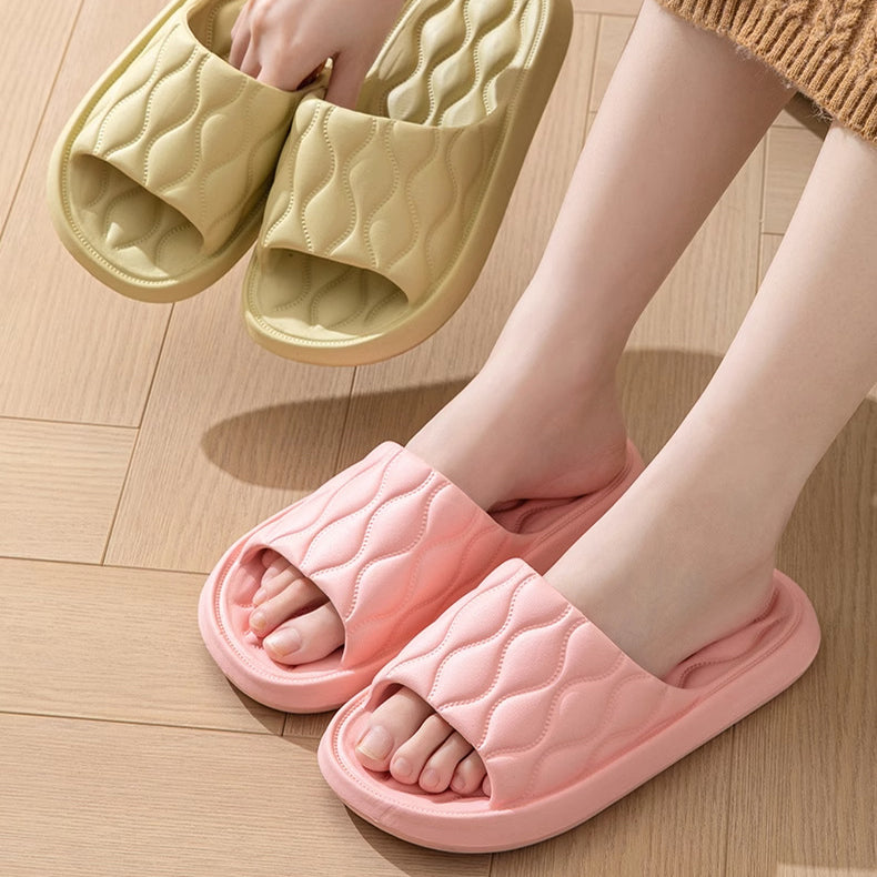 Ripple Style House Slippers EVA Soft Bathroom Slippers Women Men Shoes Home