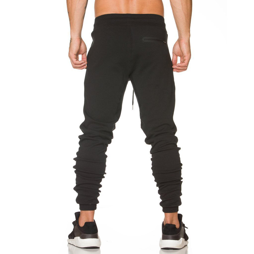 Men's pocket leather zipper track pants