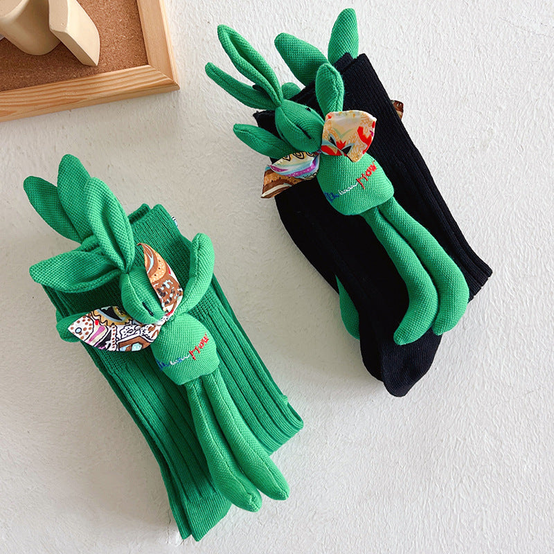 Autumn And Winter Accessories Green Three-dimensional Pile Pile Tide Socks