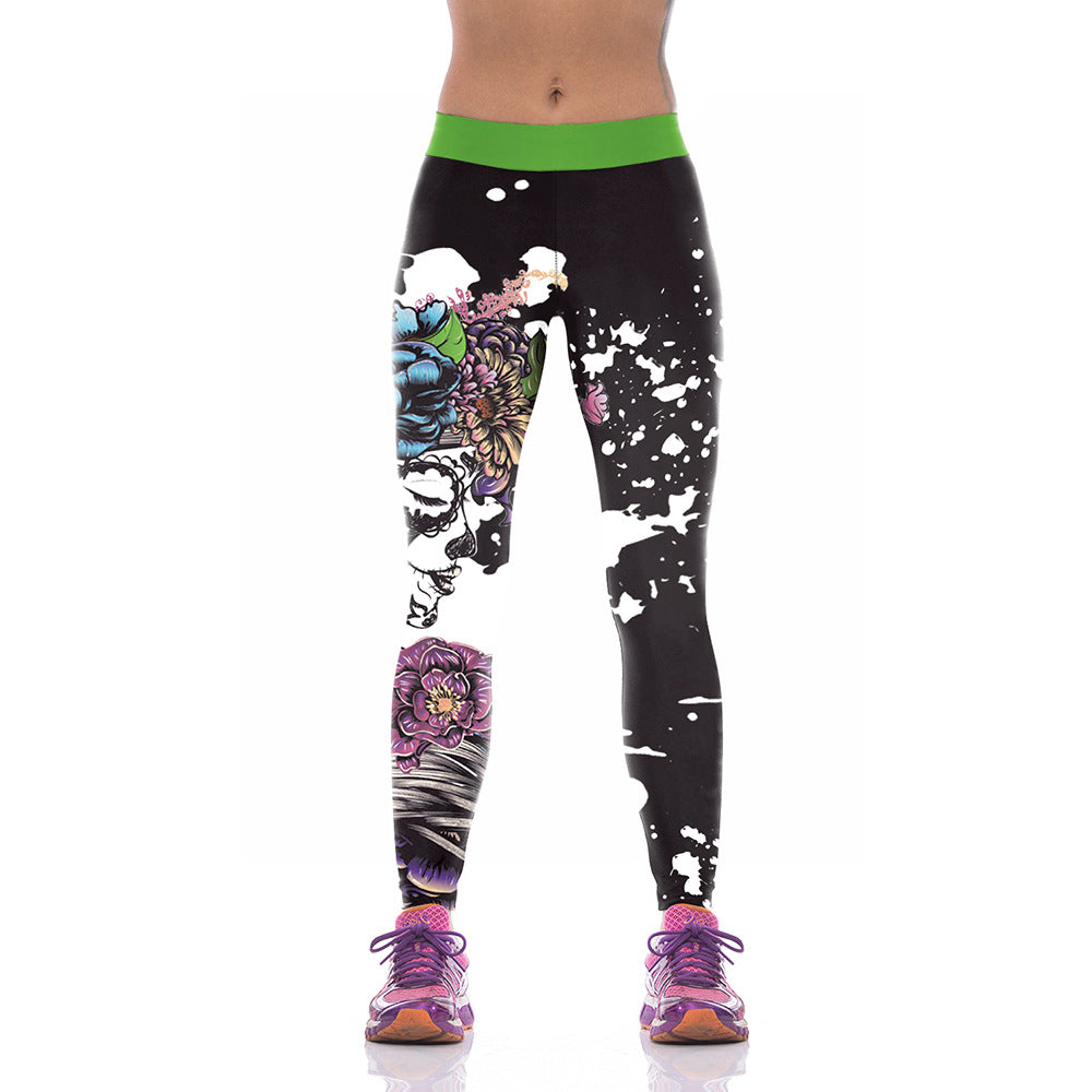 Digital Printed Sports Pants Zombie Bride Tight Elastic Pants