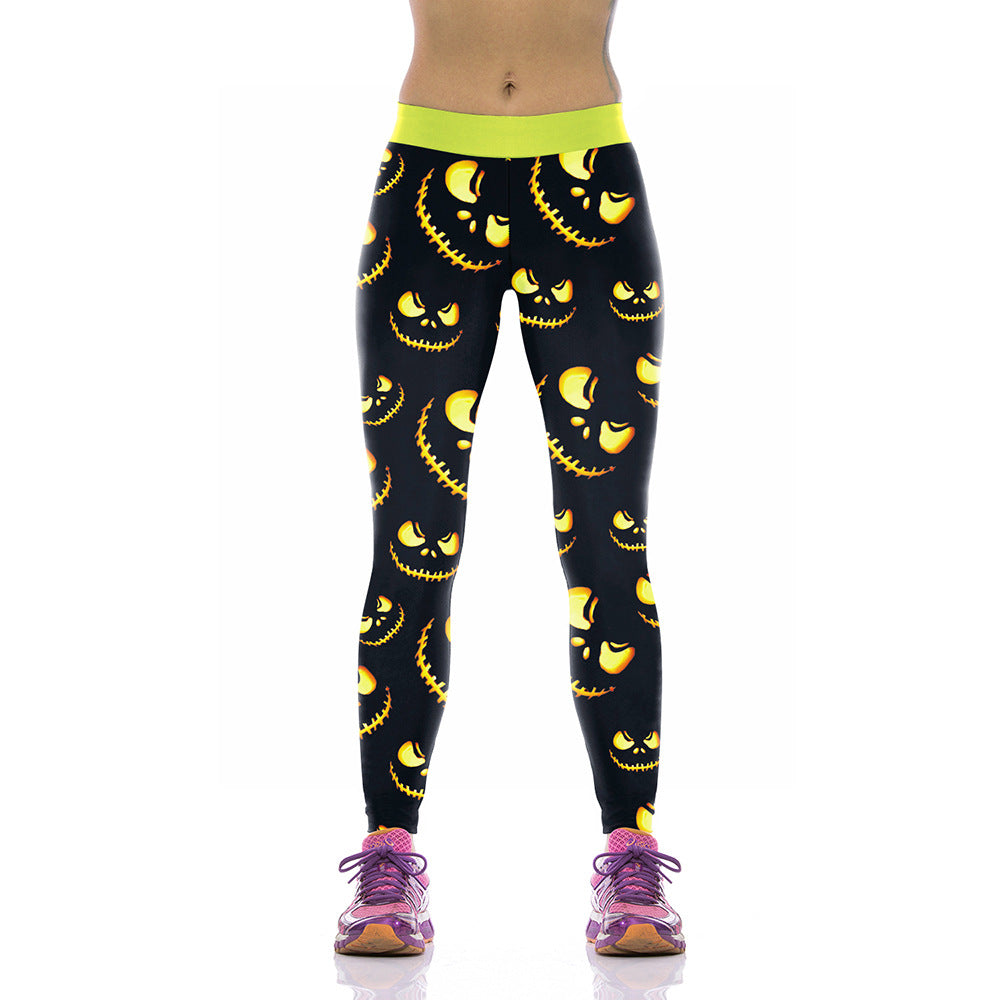 Digital Printed Sports Pants Zombie Bride Tight Elastic Pants