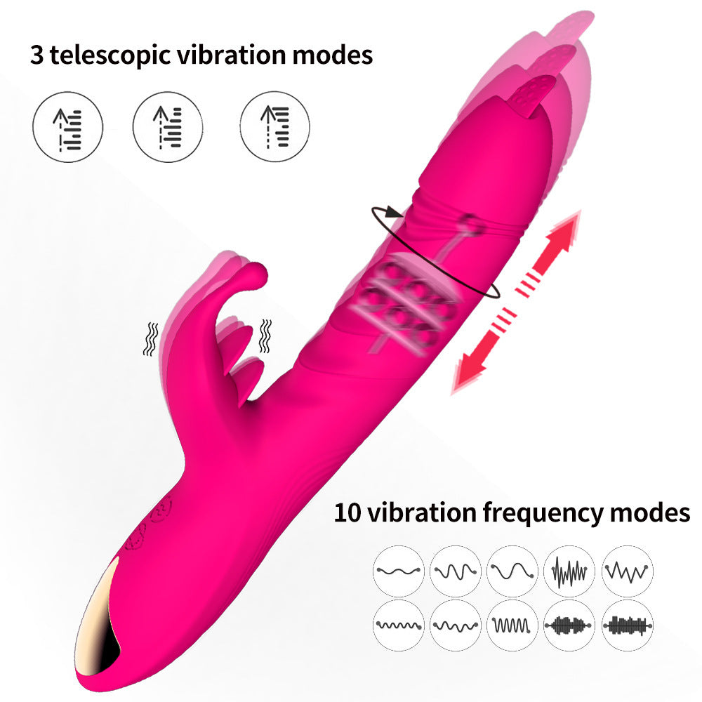 Adult Supplies Tongue Licking G-Spot Vibration Telescopic Massage AV Vibrator Female Masturbation Vibrator